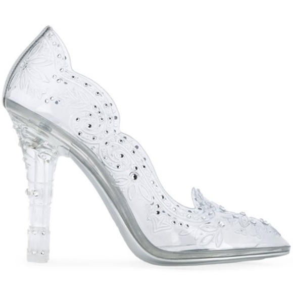 DOLCE & GABBANA Cinderella Crystal-embellished Pvc Pumps In Silver - Picture 2 of 8